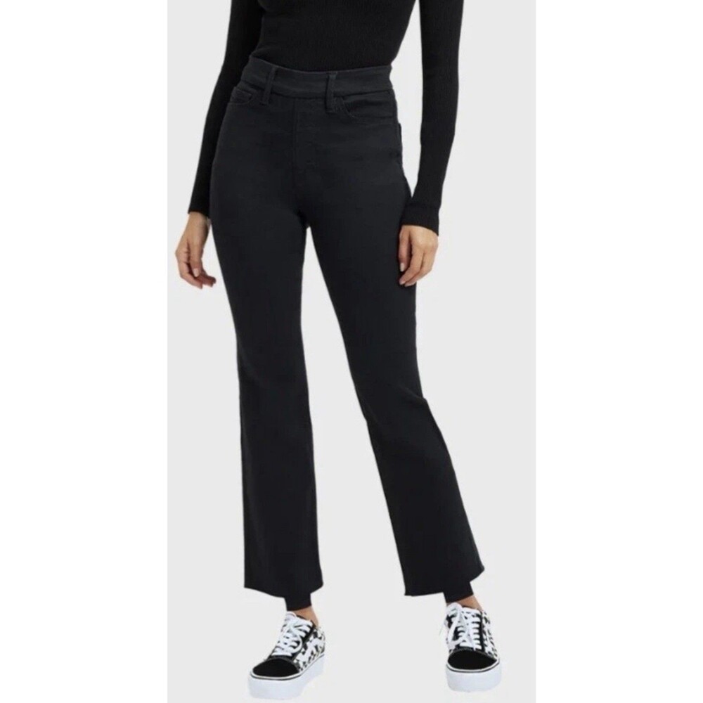 Good American Pull On Straight Jeans Womens Medium Black NWT $99 High Rise